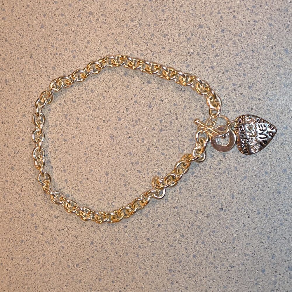 Guess Brand Women's Silver Tone Heart Toggle Choker Necklace-NWOT